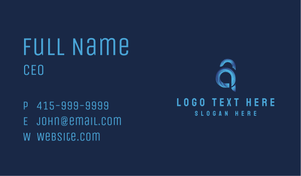 Blue Circular Letter A Business Card Design Image Preview