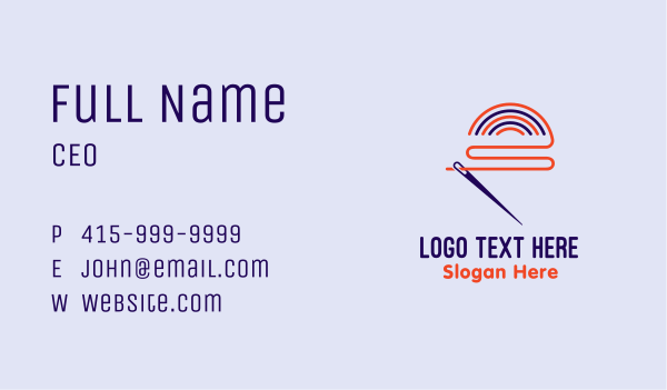 Rainbow Needle Thread Business Card Design Image Preview