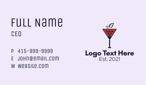 Wine Glass Cocktail  Business Card Design Image Preview