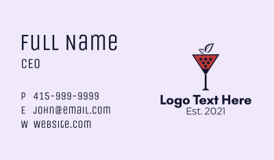 Wine Glass Cocktail  Business Card