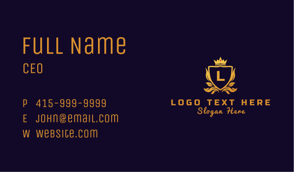Royal Monarch Crown Letter Business Card Design Image Preview