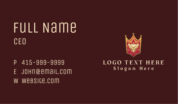 Gold Lion Shield Business Card Design Image Preview