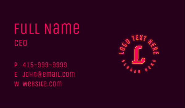 Vibrant Neon Lettermark Business Card Design Image Preview