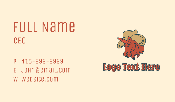 Cowboy Hat Unicorn  Business Card Design Image Preview