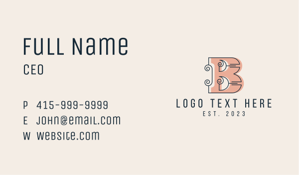 Classic Fashion Letter B  Business Card Design Image Preview