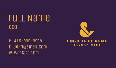 Golden Ampersand Symbol Business Card Image Preview