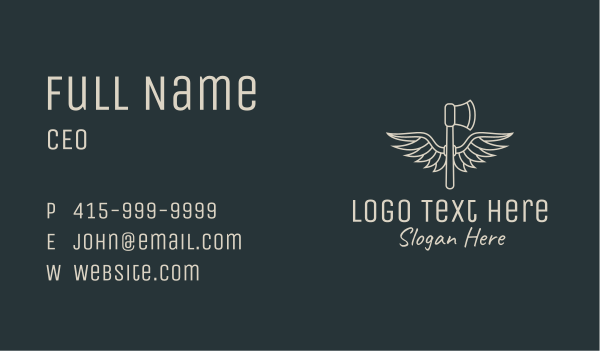 Winged Axe Weapon Business Card Design Image Preview