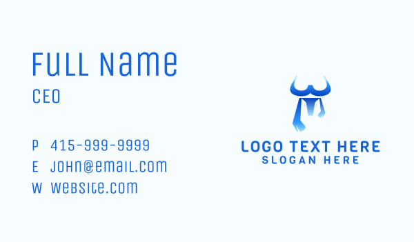 Blue Bull Letter W Business Card Design Image Preview