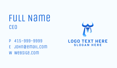 Blue Bull Letter W Business Card Image Preview