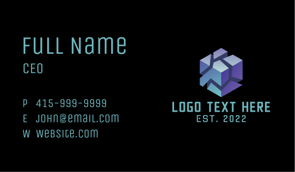 Gaming 3D Cube Business Card Design Image Preview