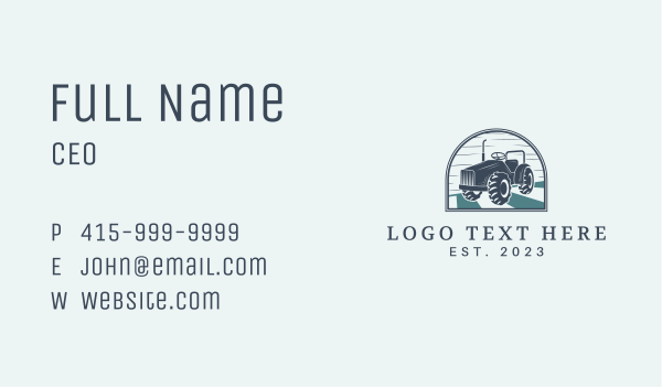 Agricultural Tractor Field Business Card Design Image Preview