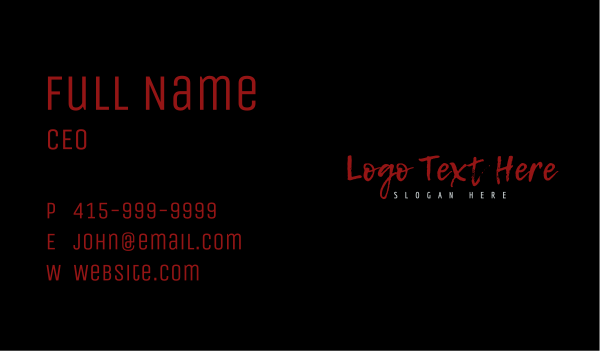 Horror Handwritten Wordmark Business Card Design Image Preview