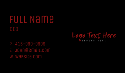 Horror Handwritten Wordmark Business Card Image Preview