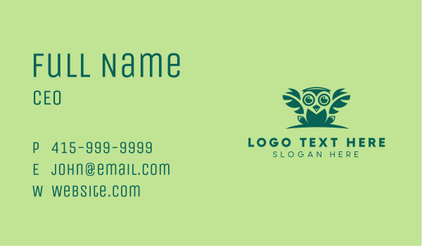 Green Owl Bird Business Card Design Image Preview