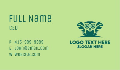 Green Owl Bird Business Card