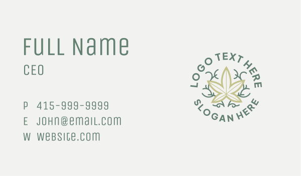 Hemp Weed Line Circle Business Card Design Image Preview