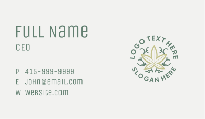 Hemp Weed Line Circle Business Card Image Preview