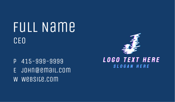 Technology Glitch Letter J Business Card Design Image Preview