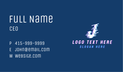 Technology Glitch Letter J Business Card Image Preview