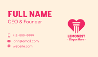 Pink Pillar Heart Business Card Image Preview