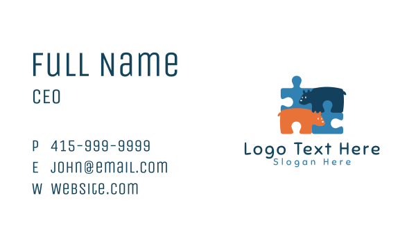 Jigsaw Puzzle Bear Business Card Design Image Preview