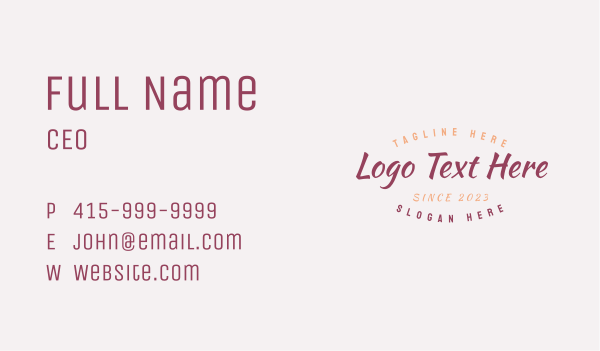 Script Quirky Wordmark Business Card Design Image Preview