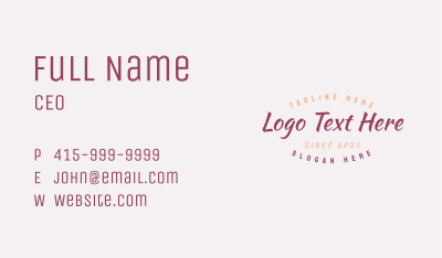 Script Quirky Wordmark Business Card Image Preview