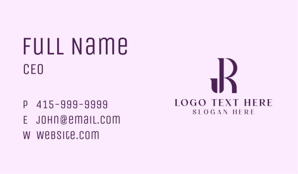 J & R Monogram Business Card Design Image Preview