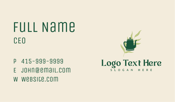 Organic Tea Kettle Business Card Design Image Preview