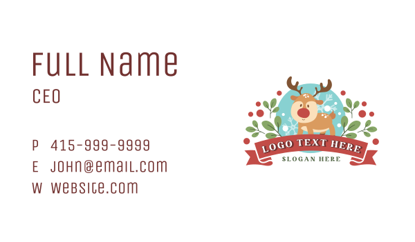 Christmas Holiday Reindeer Business Card Design Image Preview