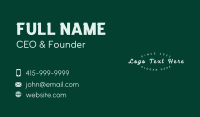 Green Cursive Wordmark Business Card Design