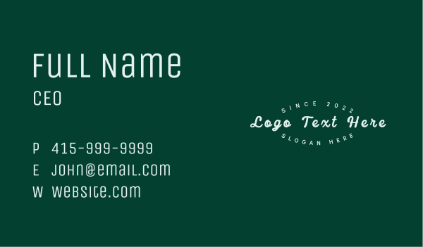 Green Cursive Wordmark Business Card Design Image Preview