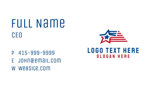 Patriotic American Star  Business Card Design Image Preview