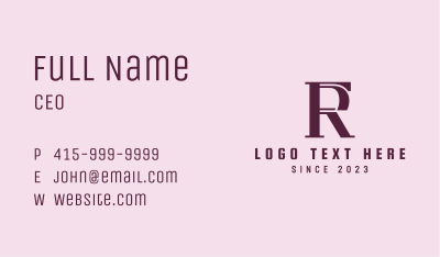 F & R Monogram Business Card Image Preview