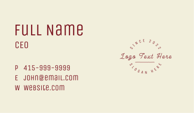 Minimalist Cursive Circle Wordmark Business Card Image Preview