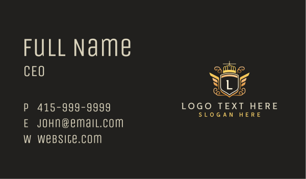 Crown Crest Wings Business Card Design Image Preview