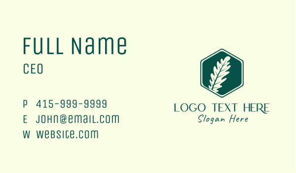 Hexagon Fern Leaf Business Card Design Image Preview