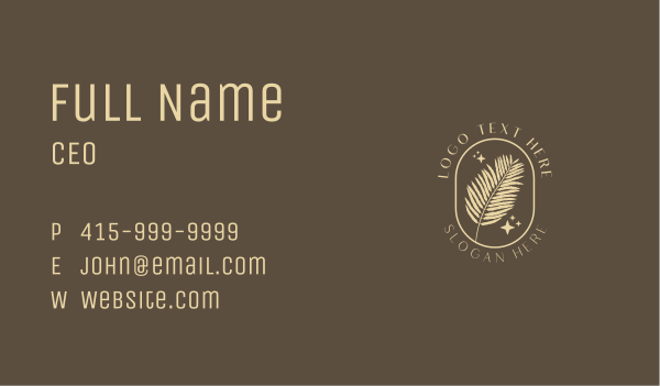 Organic Beauty Fern Leaf  Business Card Design Image Preview