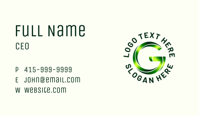 Green Fintech Letter G Business Card
