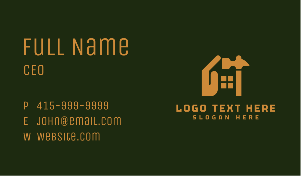 Handyman House Hammer Business Card Design Image Preview