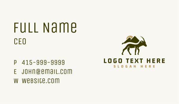 Wild Mountain Goat Business Card Design Image Preview