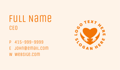 Orange Heart Hands  Business Card Image Preview