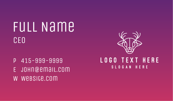 Minimalist Deer Outline Business Card Design Image Preview