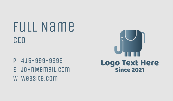 Cute Grey Elephant  Business Card Design Image Preview