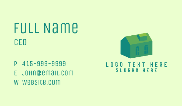 3D Green House Business Card Design Image Preview
