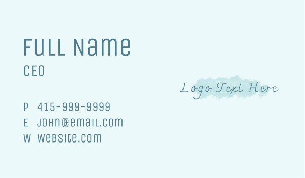 Blue Watercolor Wordmark Business Card Design Image Preview