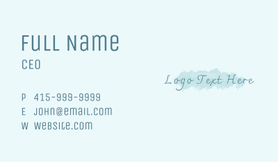Blue Watercolor Wordmark Business Card Image Preview