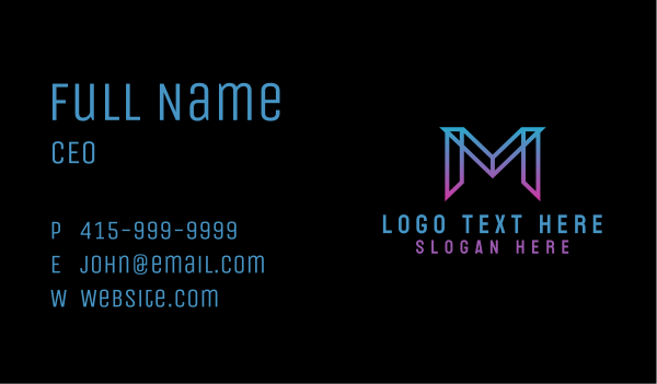 Nightclub Gradient Letter M Business Card Design Image Preview