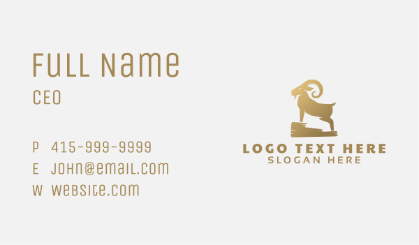 Golden Mountain Goat Business Card Design Image Preview