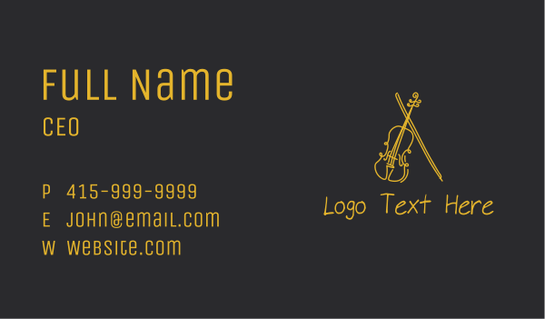 Golden Violin Cello Business Card Design Image Preview